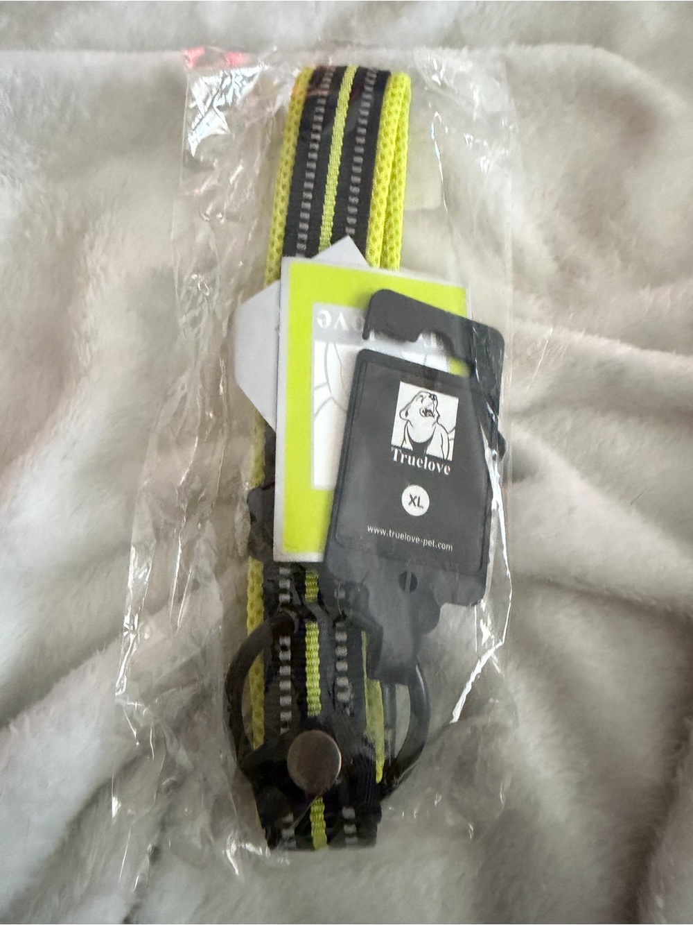 Truelove Padded Neon & Black Reflective Dog Collar with Metal O-Ring, XL, NIP
